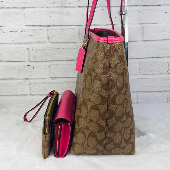 3PCS Coach City Zip Top Tote Wallet Wristlet Set - Picture 3 of 8